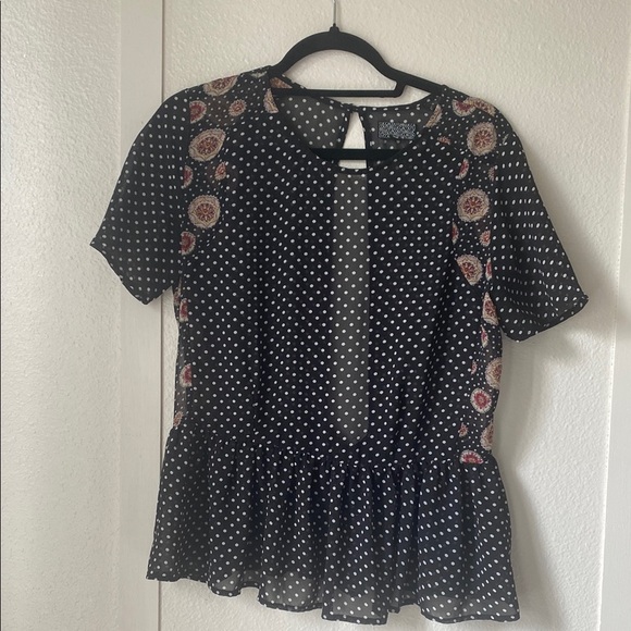 Black Polka Dot Sheer Top - Picture 1 of 4